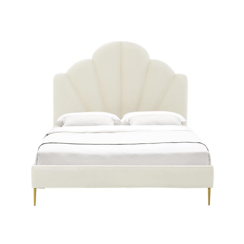 Bianca Cream Velvet Bed in Queen. Picture 2