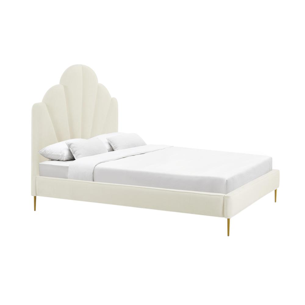 Bianca Cream Velvet Bed in Queen. Picture 3