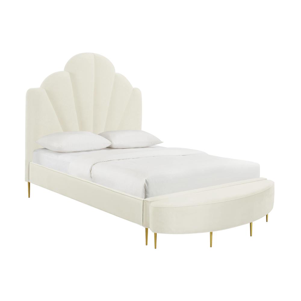 Bianca Cream Velvet Bed in Queen. Picture 5