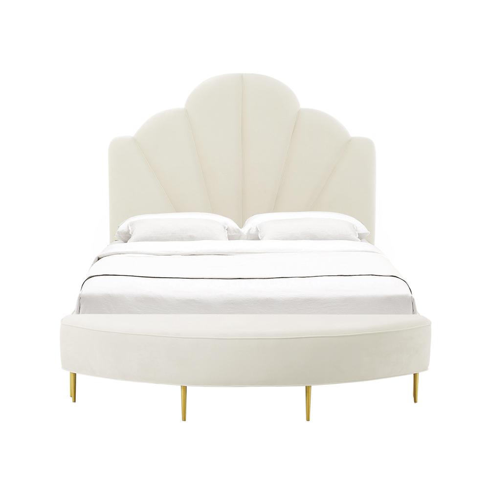Bianca Cream Velvet Bed in Queen. Picture 6