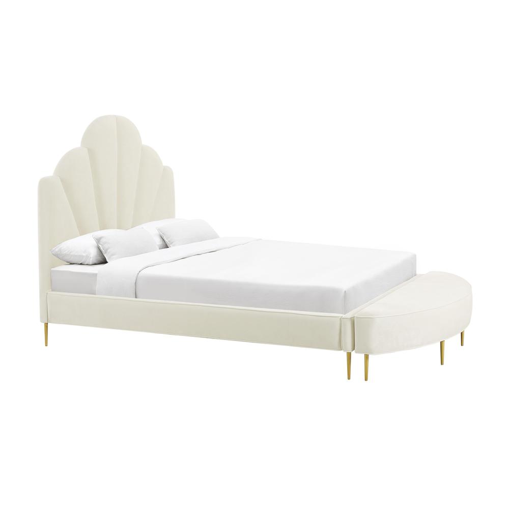 Bianca Cream Velvet Bed in Queen. Picture 7