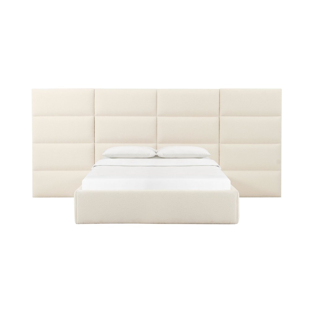 Eliana Cream Boucle Queen Bed with Wings. Picture 4