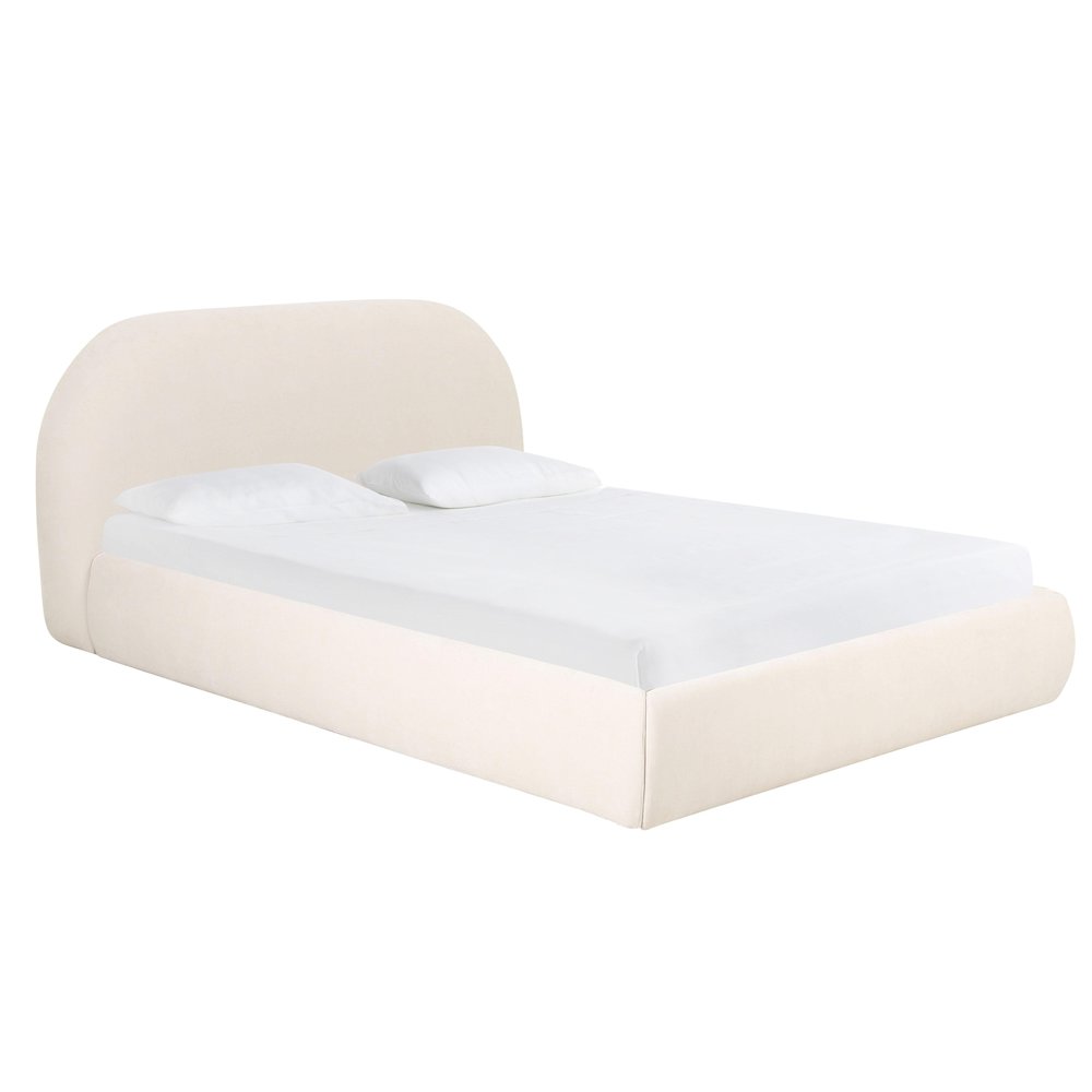 Bara Cream Textured Velvet King Bed. Picture 1