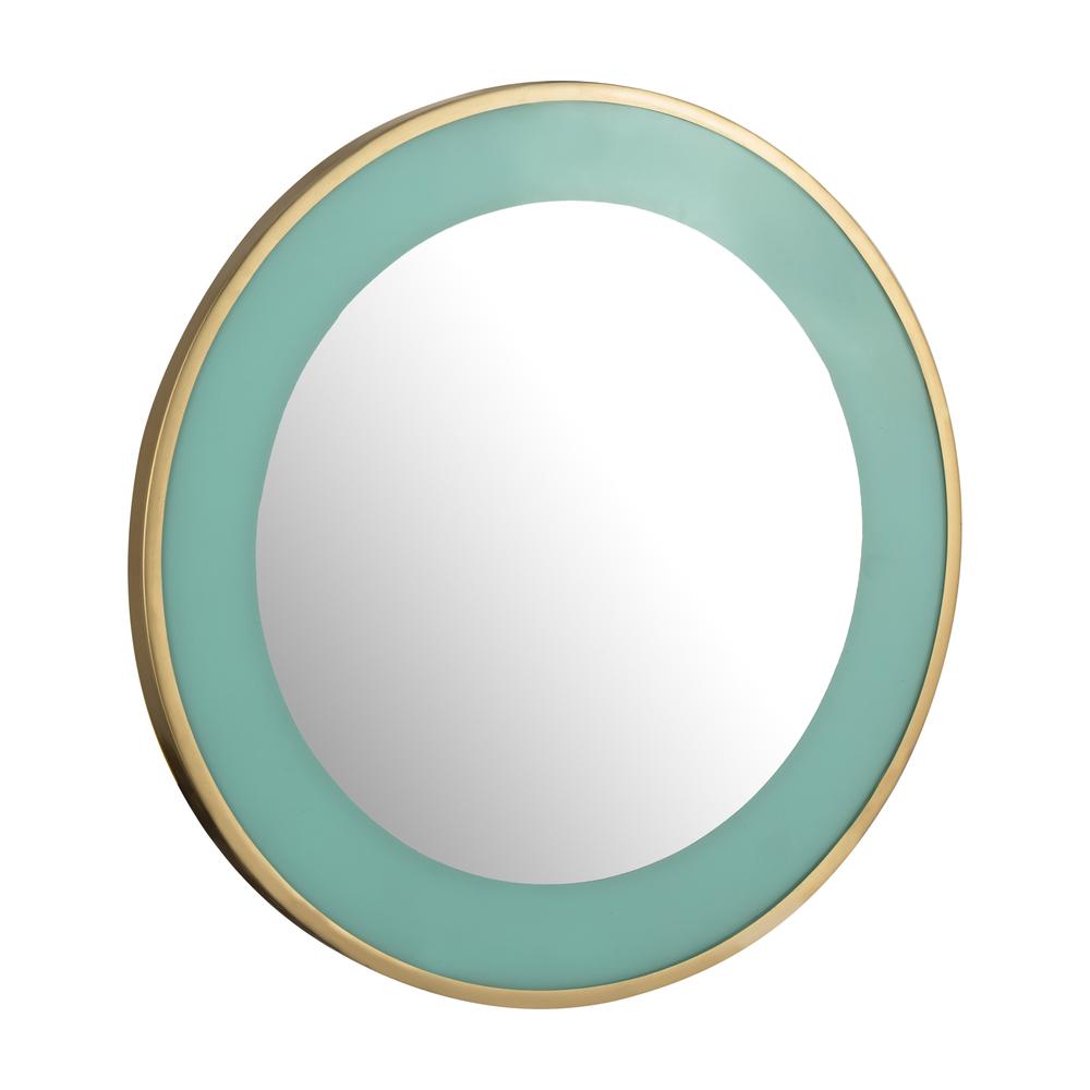 Turquoise Enamel and Brushed Brass Mirror, Belen Kox. Picture 2