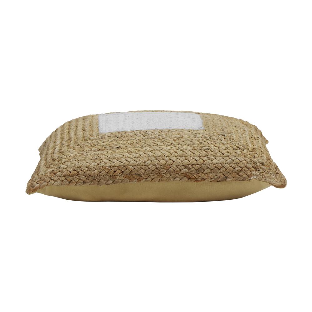 White Square Jute and Cotton Accent Pillow, Belen Kox. Picture 2