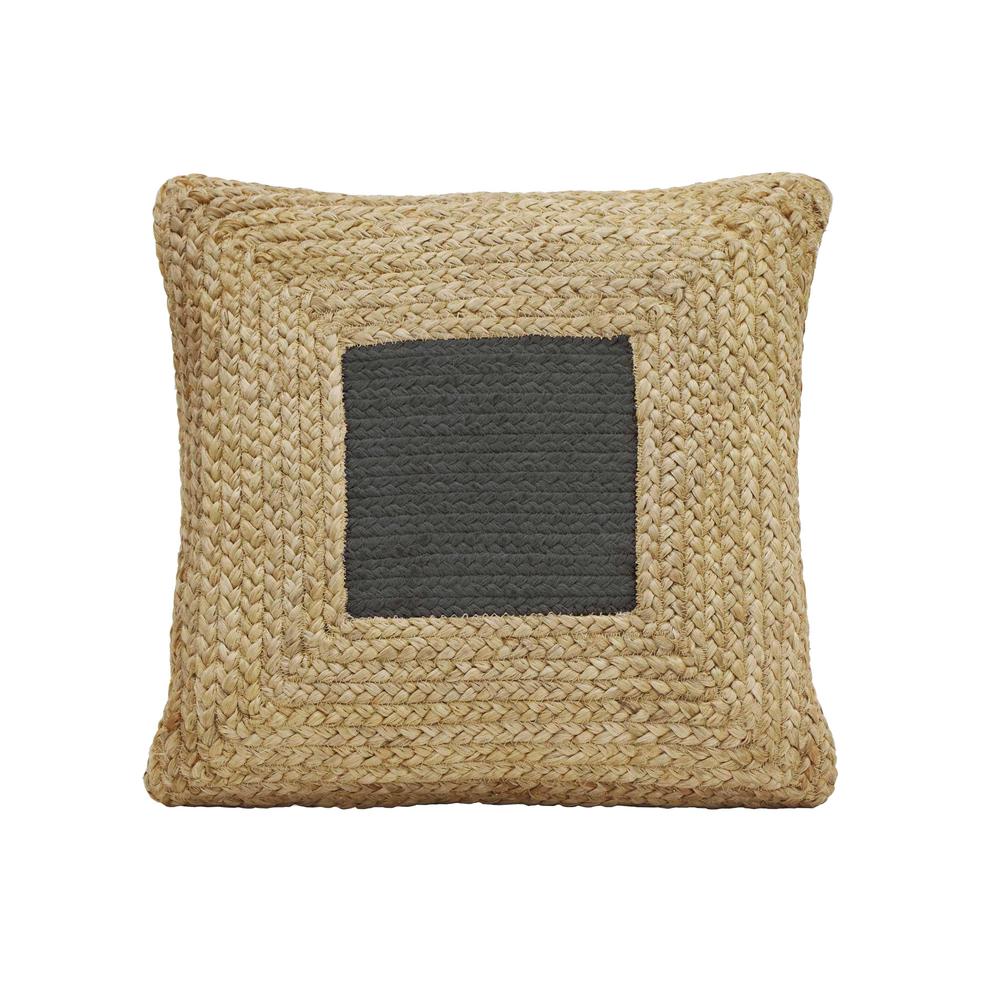 Black Square Jute and Cotton Accent Pillow, Belen Kox. Picture 1