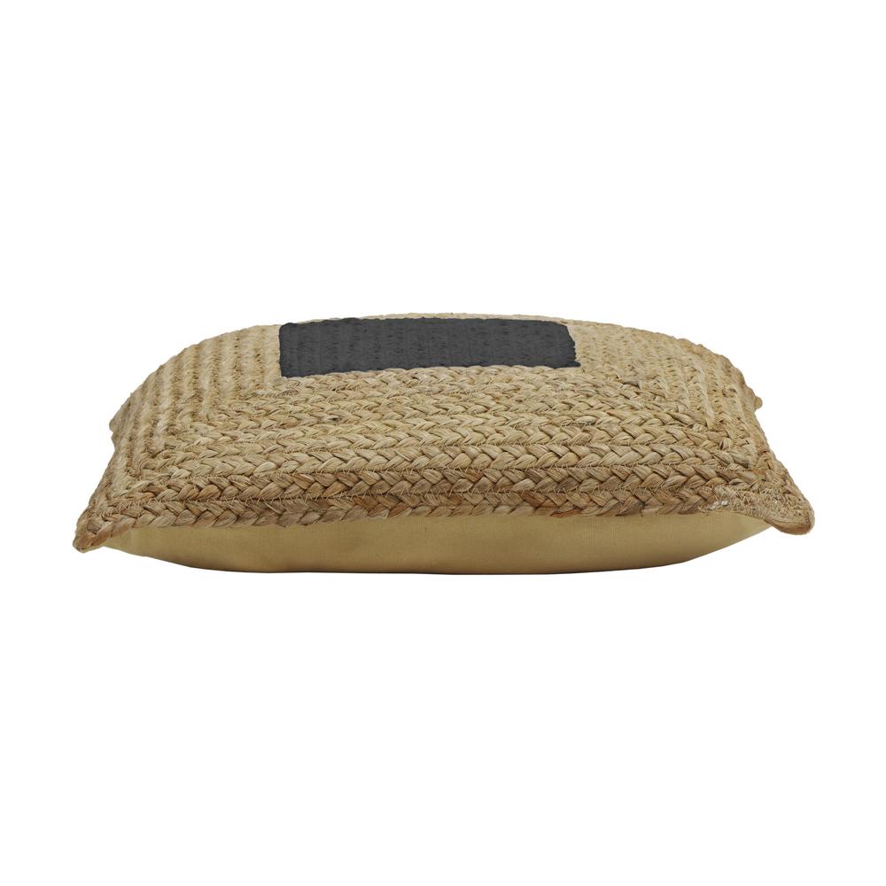 Black Square Jute and Cotton Accent Pillow, Belen Kox. Picture 2