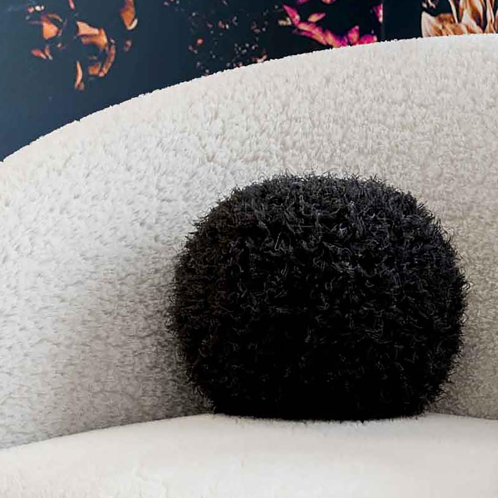 New Zealand Black Sheepskin 16" Round Pillow. Picture 5