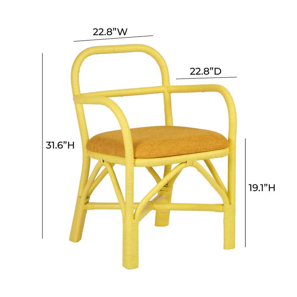 Ginny Yellow Rattan Dining Chair. Picture 7