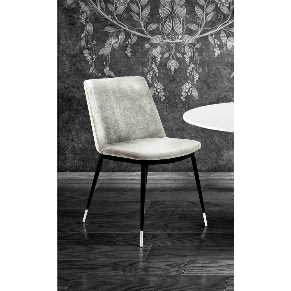 Evora Grey Velvet Chair - Silver Legs (Set of 2). Picture 4