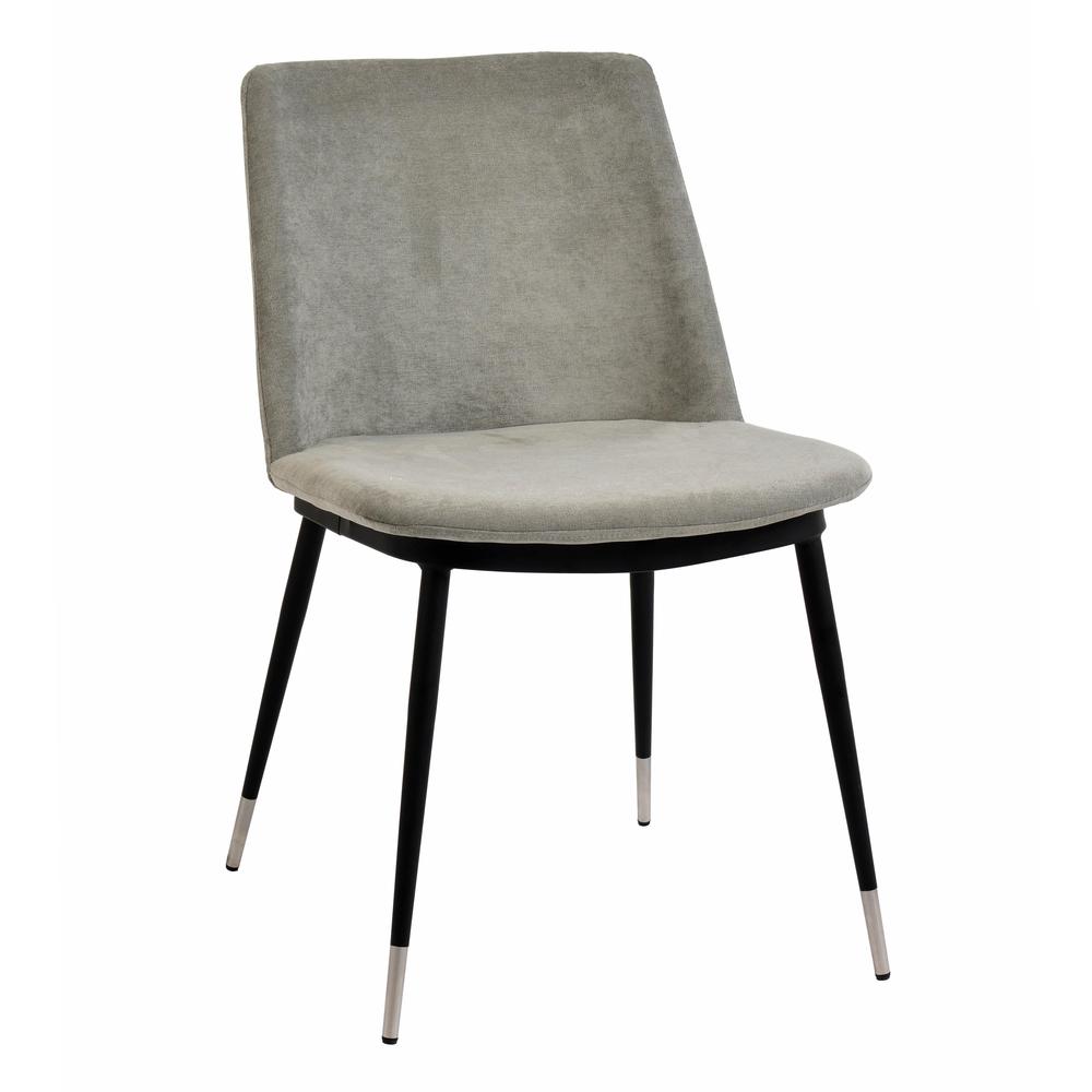 Evora Grey Velvet Chair - Silver Legs (Set of 2). Picture 5