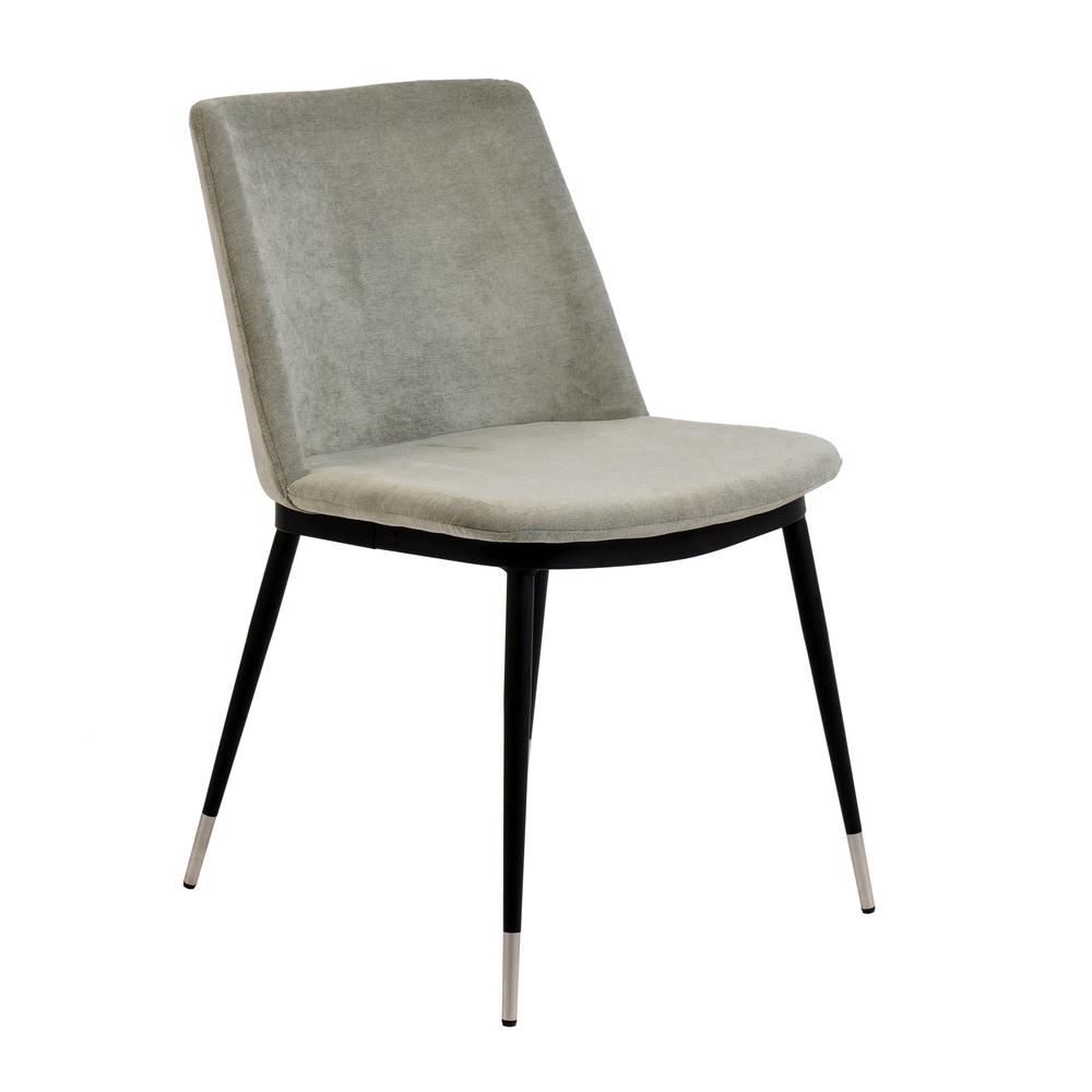 Evora Grey Velvet Chair - Silver Legs (Set of 2). Picture 6