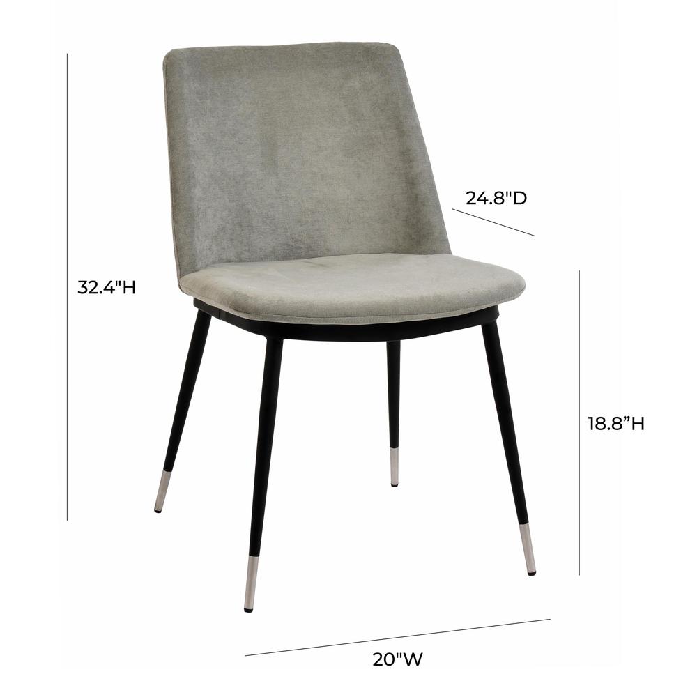 Evora Grey Velvet Chair - Silver Legs (Set of 2). Picture 3