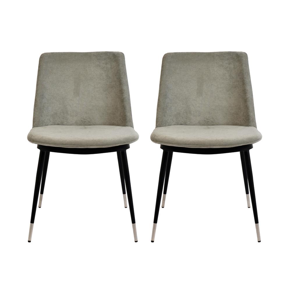 Evora Grey Velvet Chair - Silver Legs (Set of 2). Picture 11