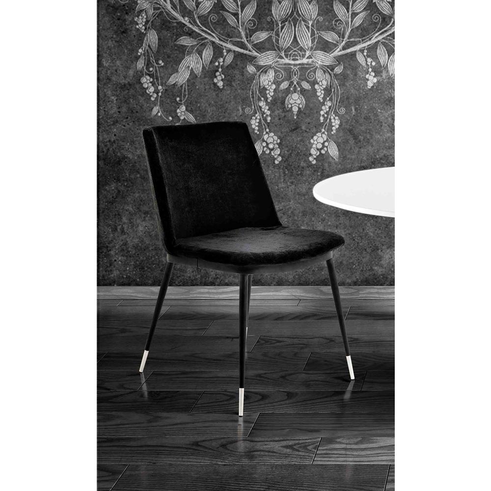 Evora Black Velvet Chair - Silver Legs (Set of 2). Picture 6