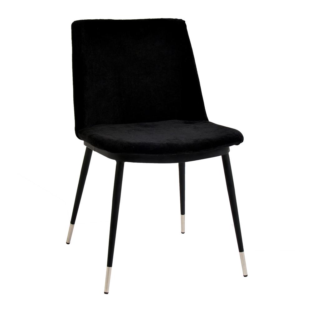 Evora Black Velvet Chair - Silver Legs (Set of 2). Picture 7