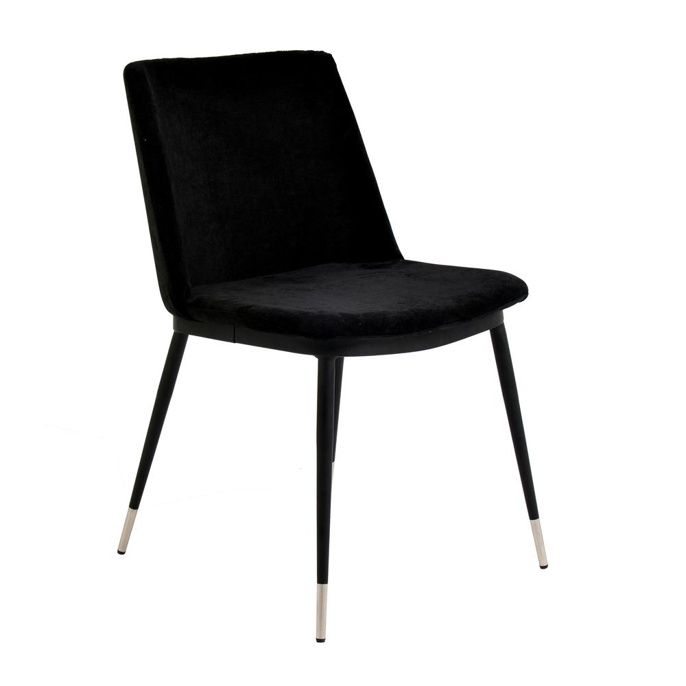 Evora Black Velvet Chair - Silver Legs (Set of 2). Picture 4