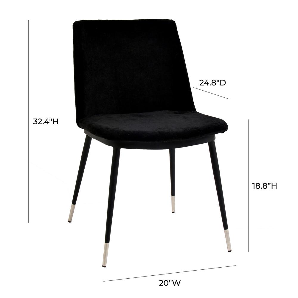 Evora Black Velvet Chair - Silver Legs (Set of 2). Picture 3