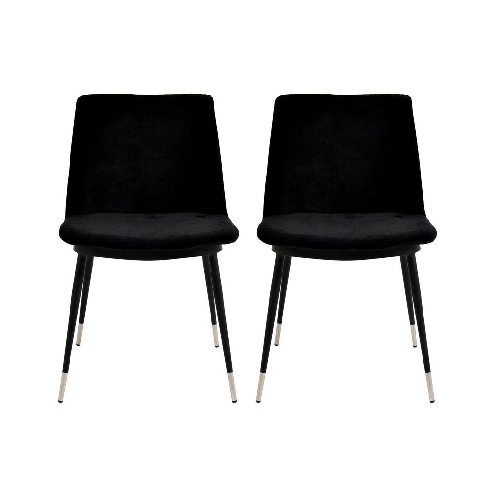 Evora Black Velvet Chair - Silver Legs (Set of 2). Picture 12
