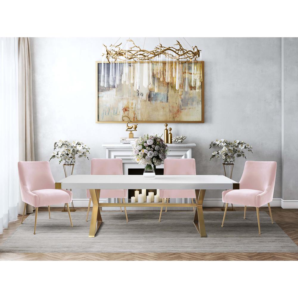 Adeline White Lacquer Dining Table. Picture 6