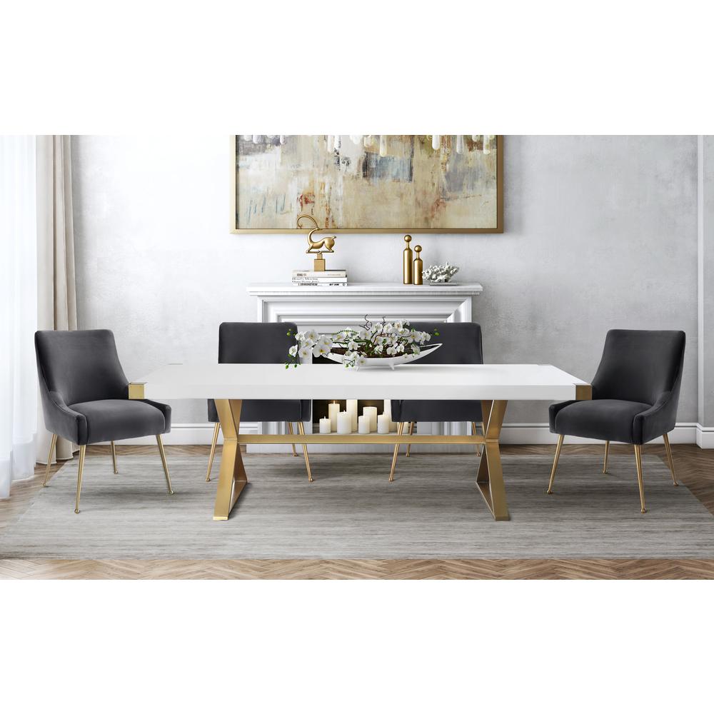 Adeline White Lacquer Dining Table. Picture 10