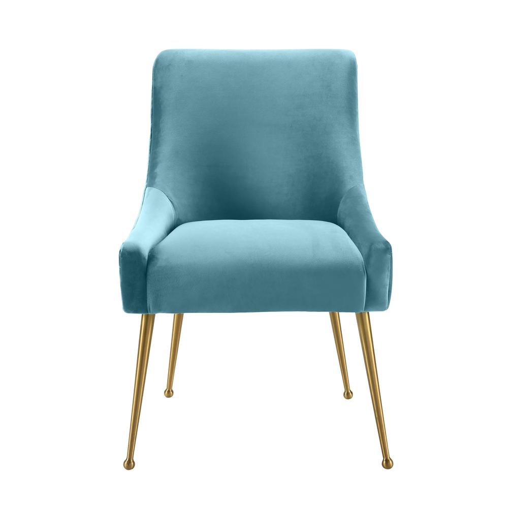 Beatrix Sea Blue Velvet Side Chair. Picture 4