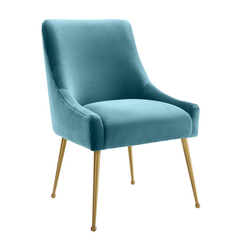 Beatrix Sea Blue Velvet Side Chair. Picture 5