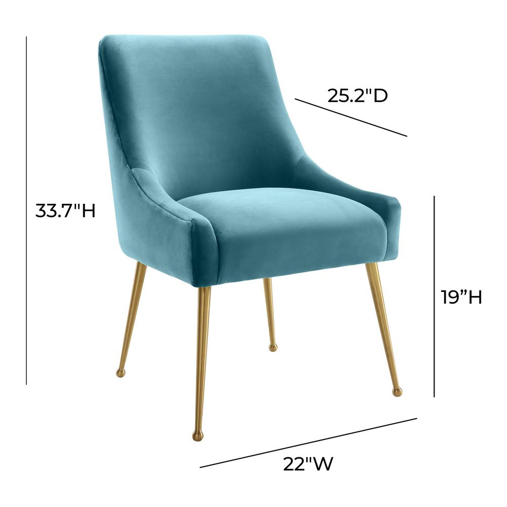 Beatrix Sea Blue Velvet Side Chair. Picture 10