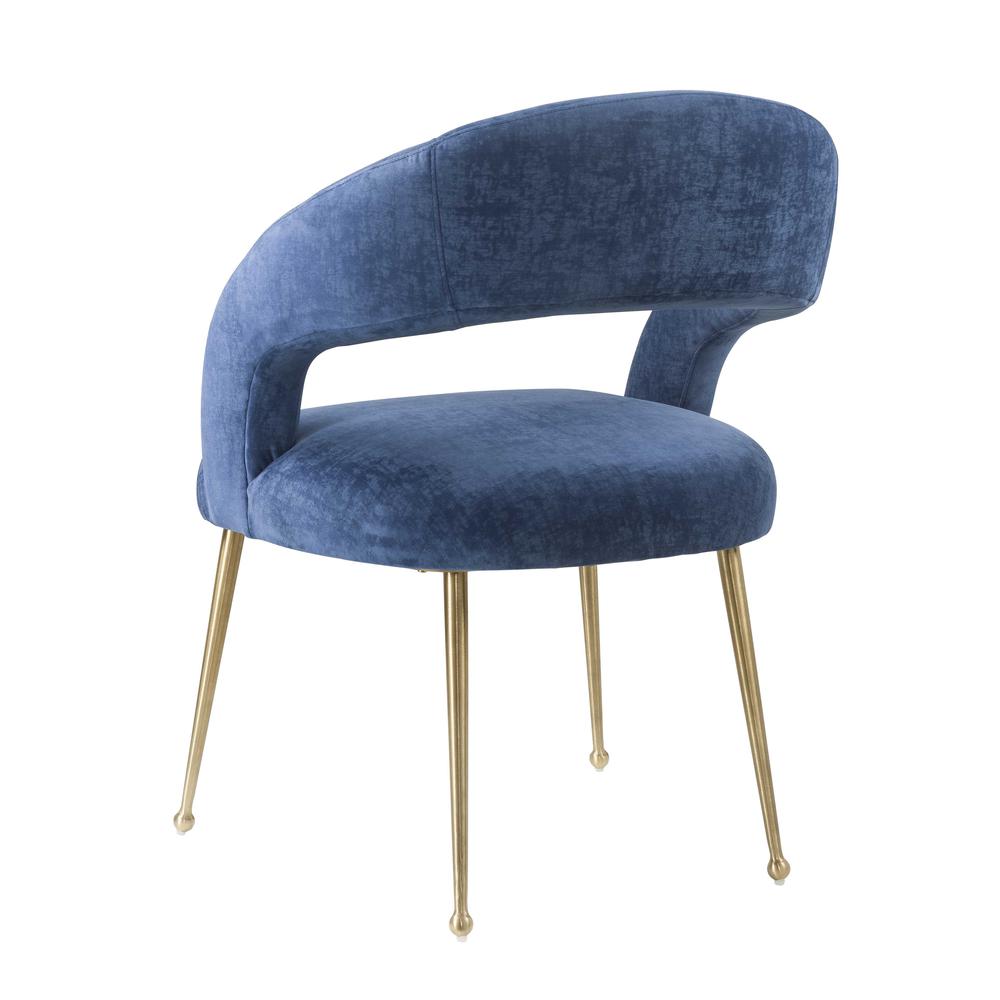 Rocco Slub Navy Dining Chair. Picture 6
