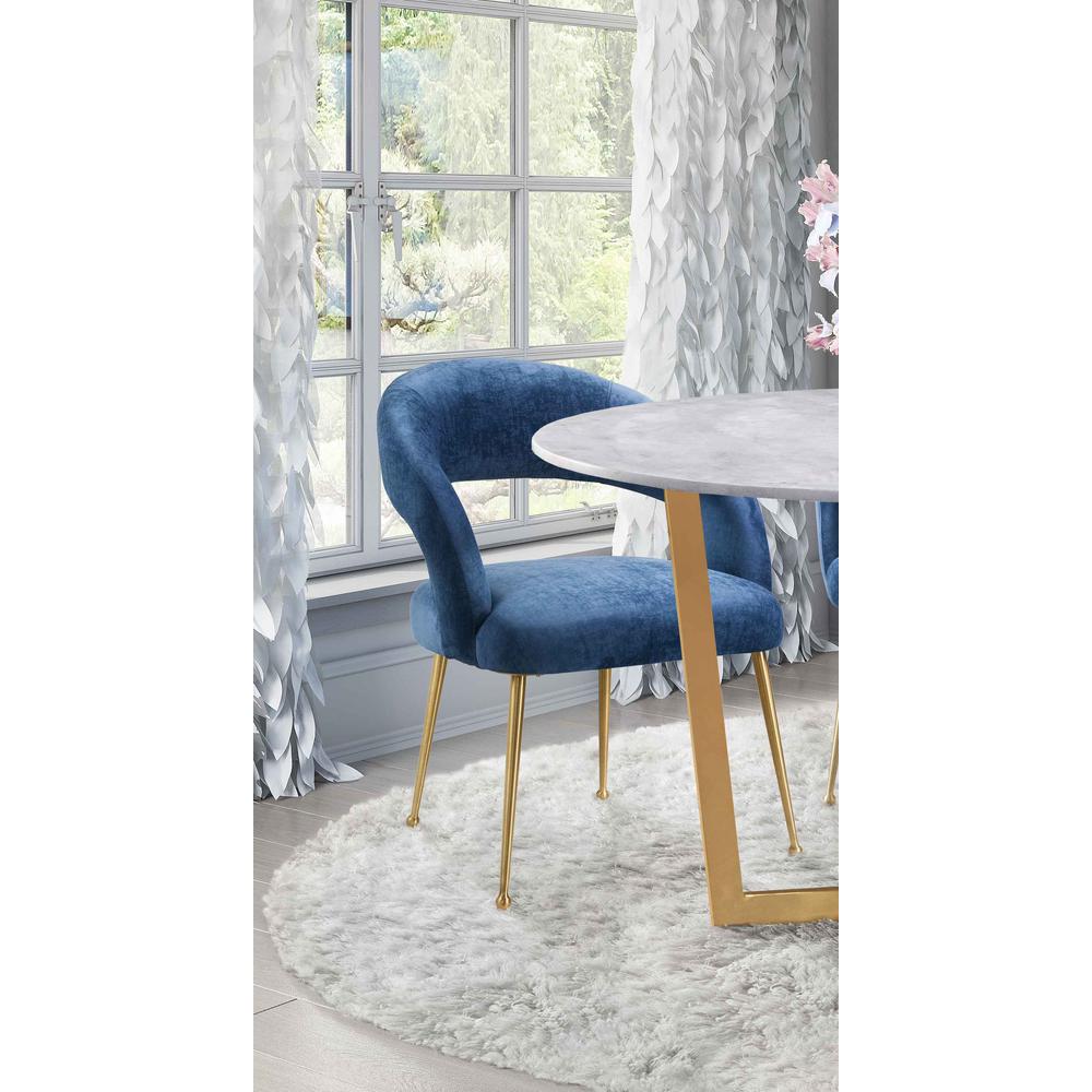 Rocco Slub Navy Dining Chair. Picture 8