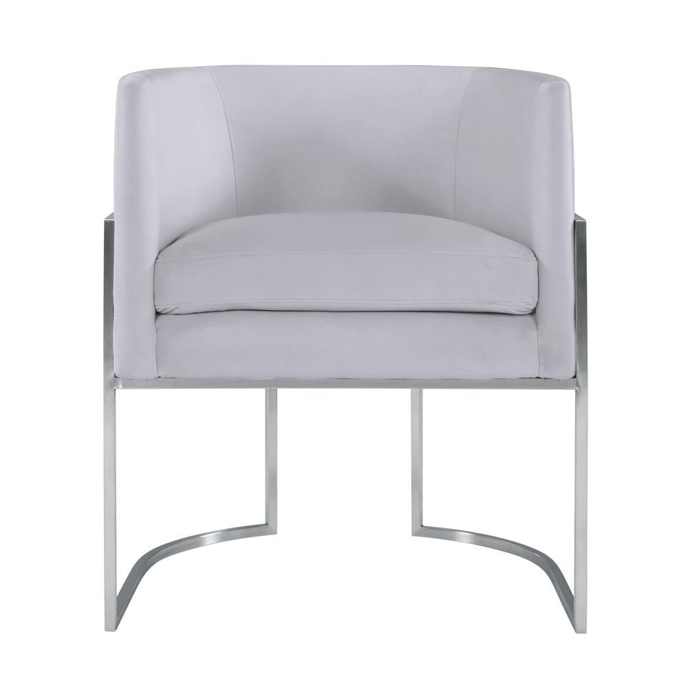 Giselle Grey Velvet Dining Chair with Silver Leg. Picture 2
