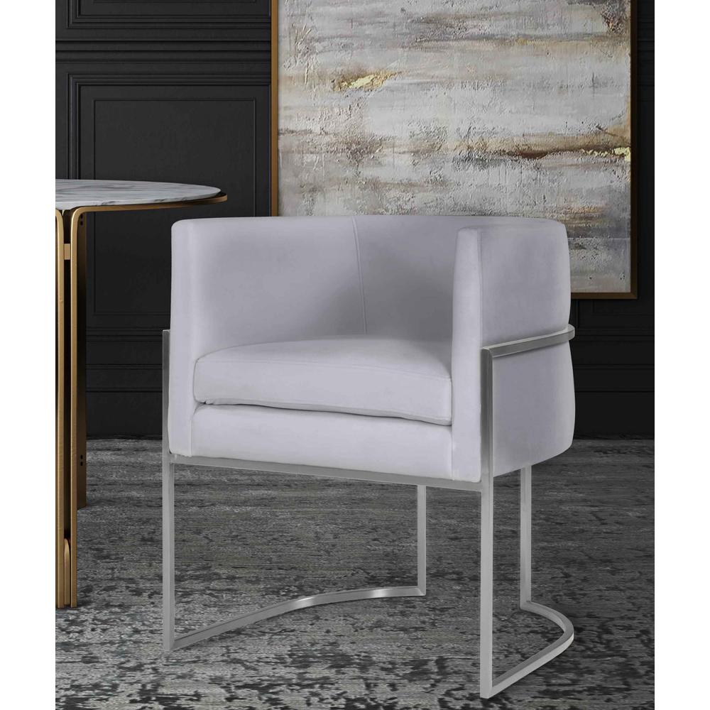 Giselle Grey Velvet Dining Chair with Silver Leg. Picture 9