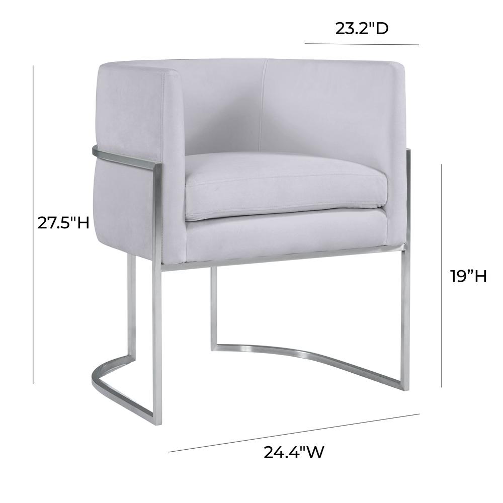 Giselle Grey Velvet Dining Chair with Silver Leg. Picture 3