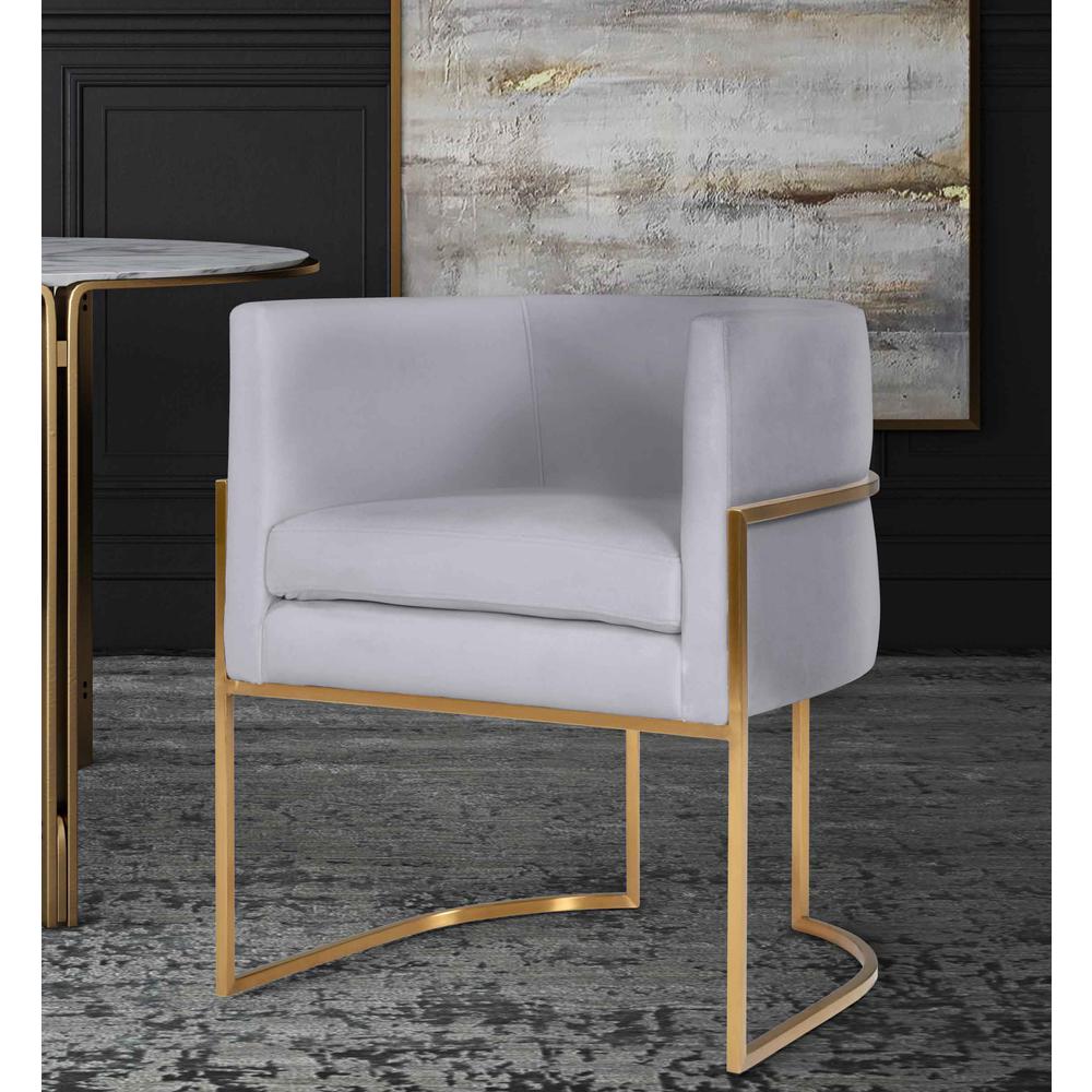 Giselle Grey Velvet Dining Chair with Gold Leg. Picture 9