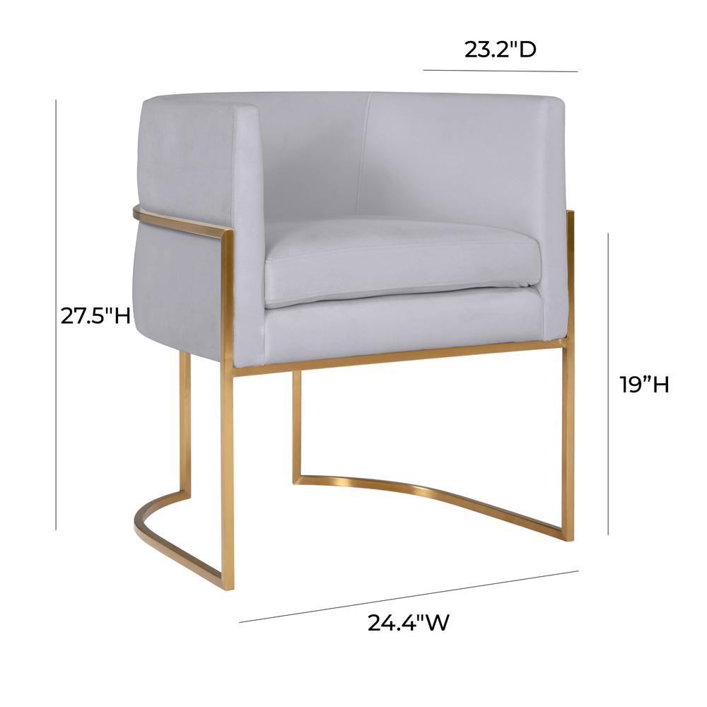 Giselle Grey Velvet Dining Chair with Gold Leg. Picture 3