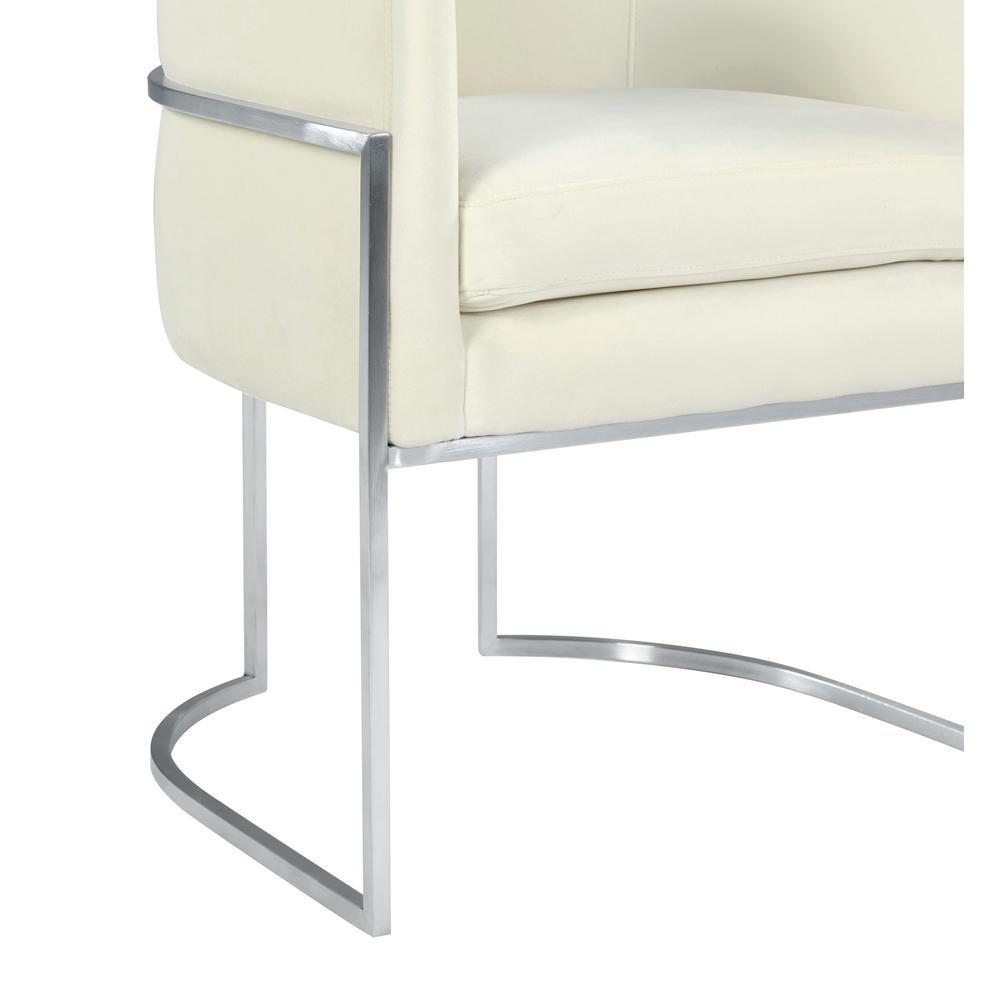 Giselle Cream Velvet Dining Chair Silver Leg. Picture 8