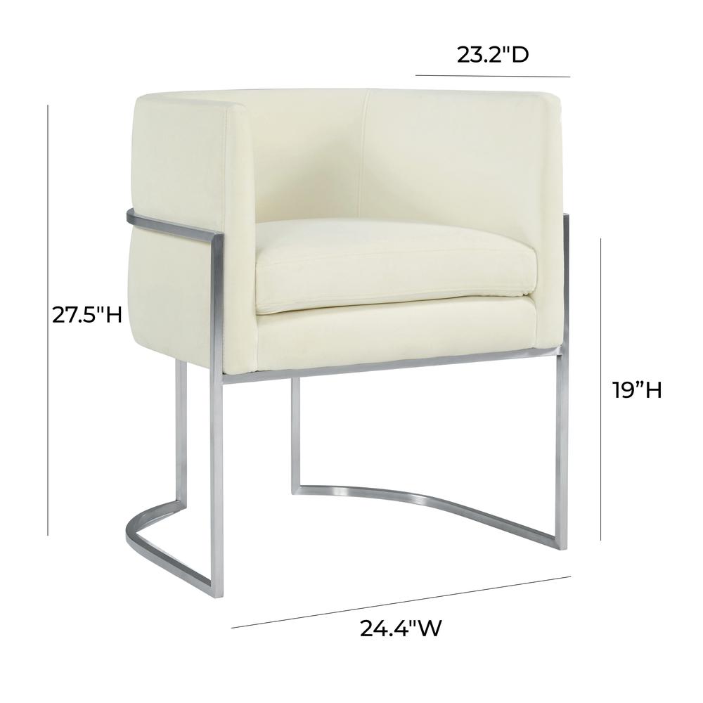 Giselle Cream Velvet Dining Chair Silver Leg. Picture 3