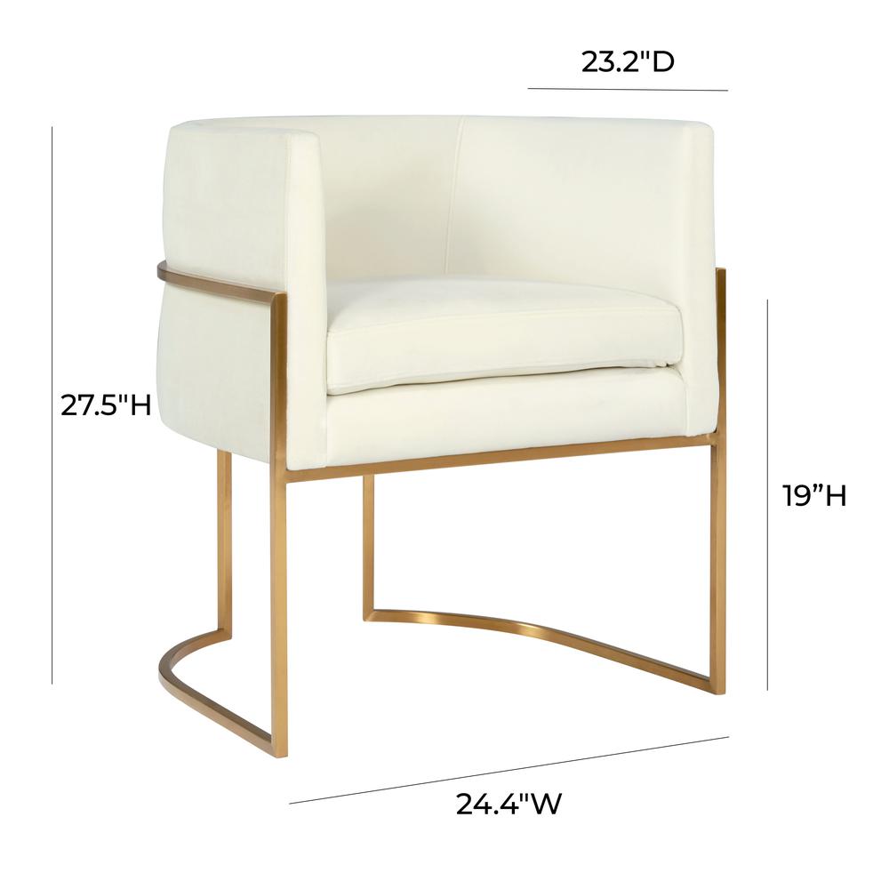 Giselle Cream Velvet Dining Chair Gold Leg. Picture 3