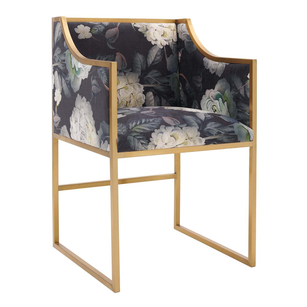 Atara Floral Velvet Gold Chair. Picture 3