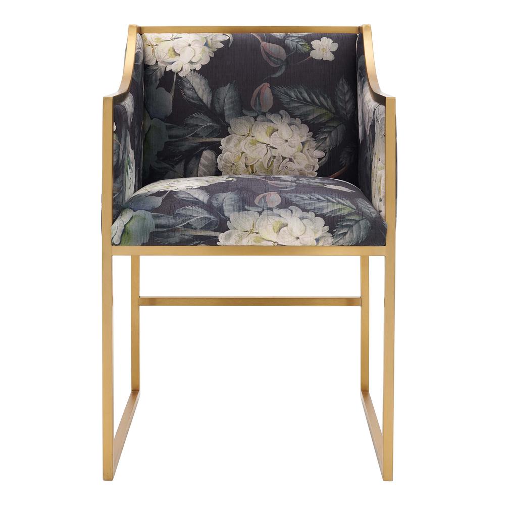 Atara Floral Velvet Gold Chair. Picture 4