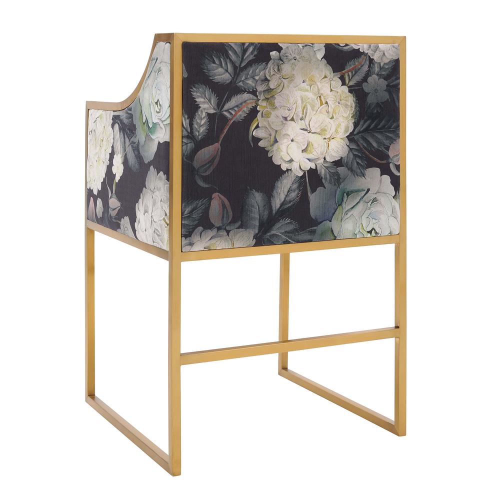 Atara Floral Velvet Gold Chair. Picture 5