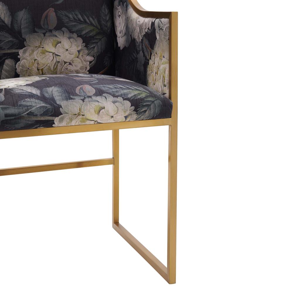 Atara Floral Velvet Gold Chair. Picture 6