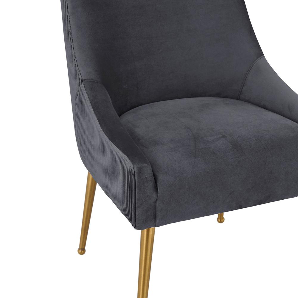 Beatrix Pleated Grey Velvet Side Chair. Picture 5
