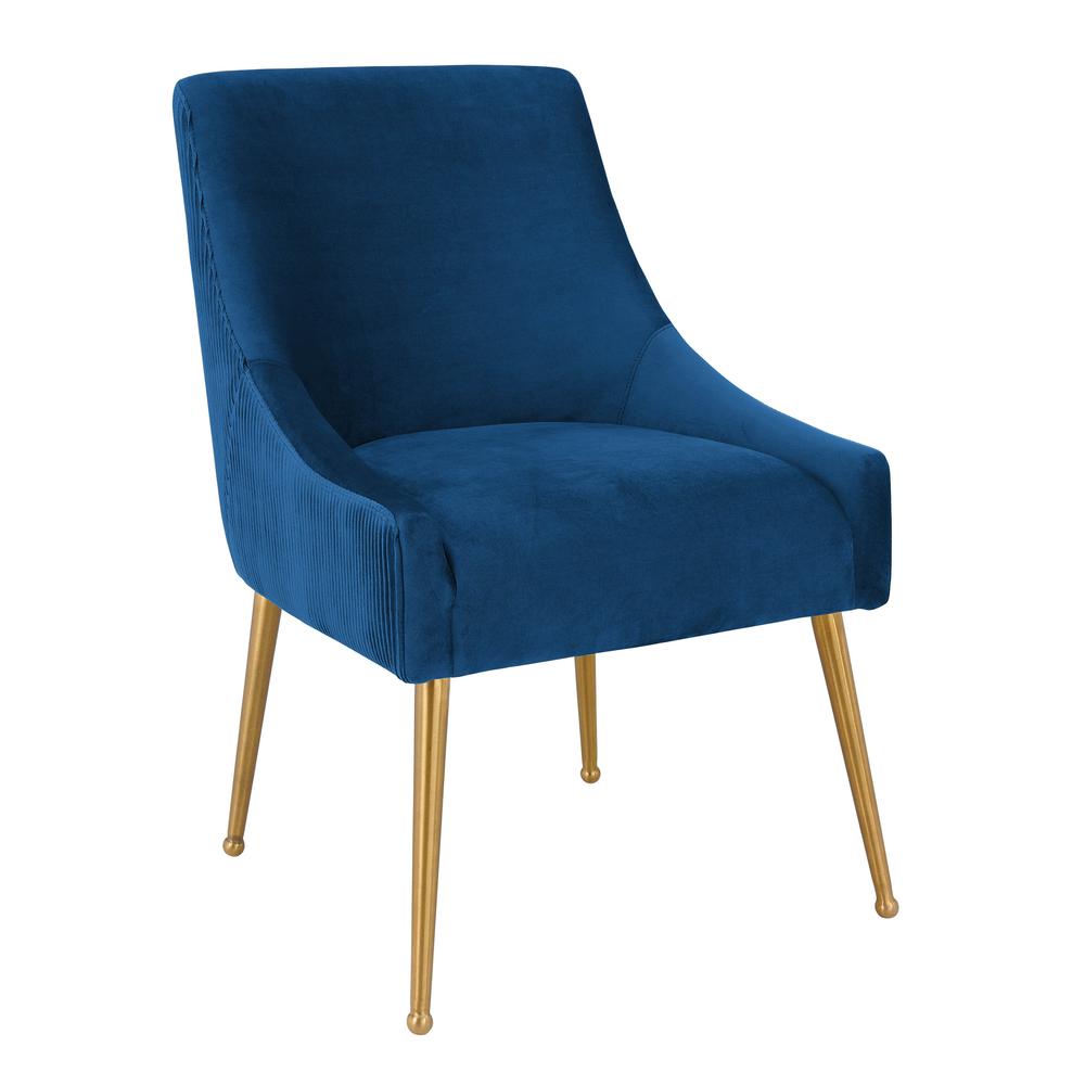 Beatrix Pleated Navy Velvet Side Chair. Picture 2