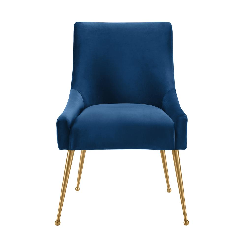 Beatrix Pleated Navy Velvet Side Chair. Picture 3
