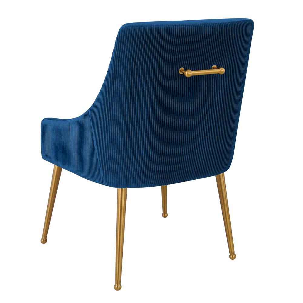Beatrix Pleated Navy Velvet Side Chair. Picture 4