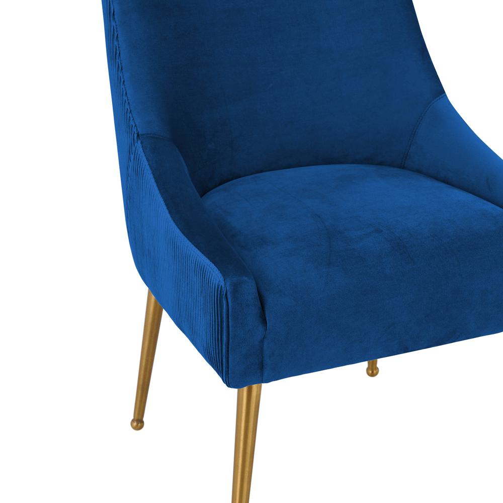 Beatrix Pleated Navy Velvet Side Chair. Picture 5