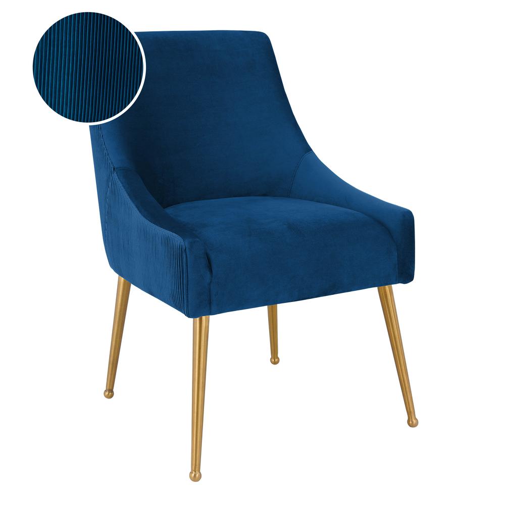 Beatrix Pleated Navy Velvet Side Chair. Picture 7