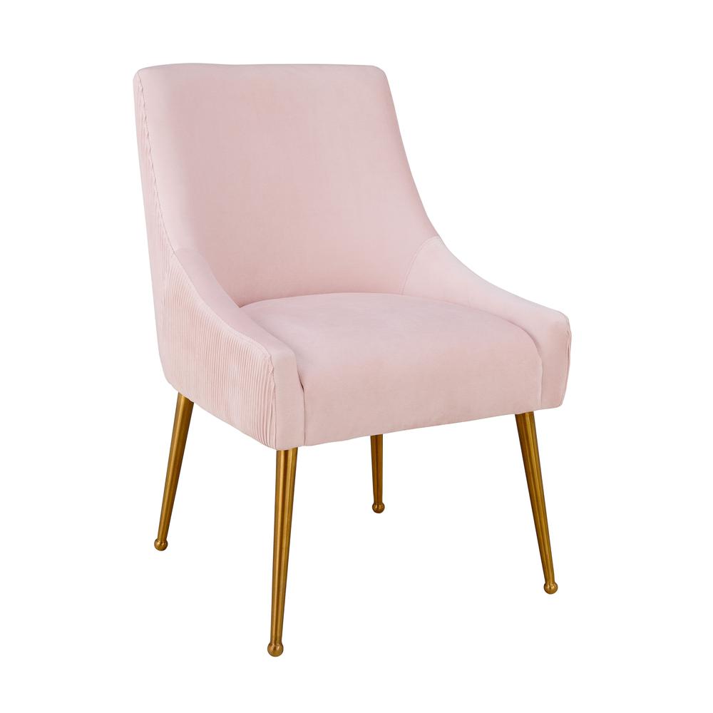 Beatrix Pleated Blush Velvet Side Chair. Picture 2