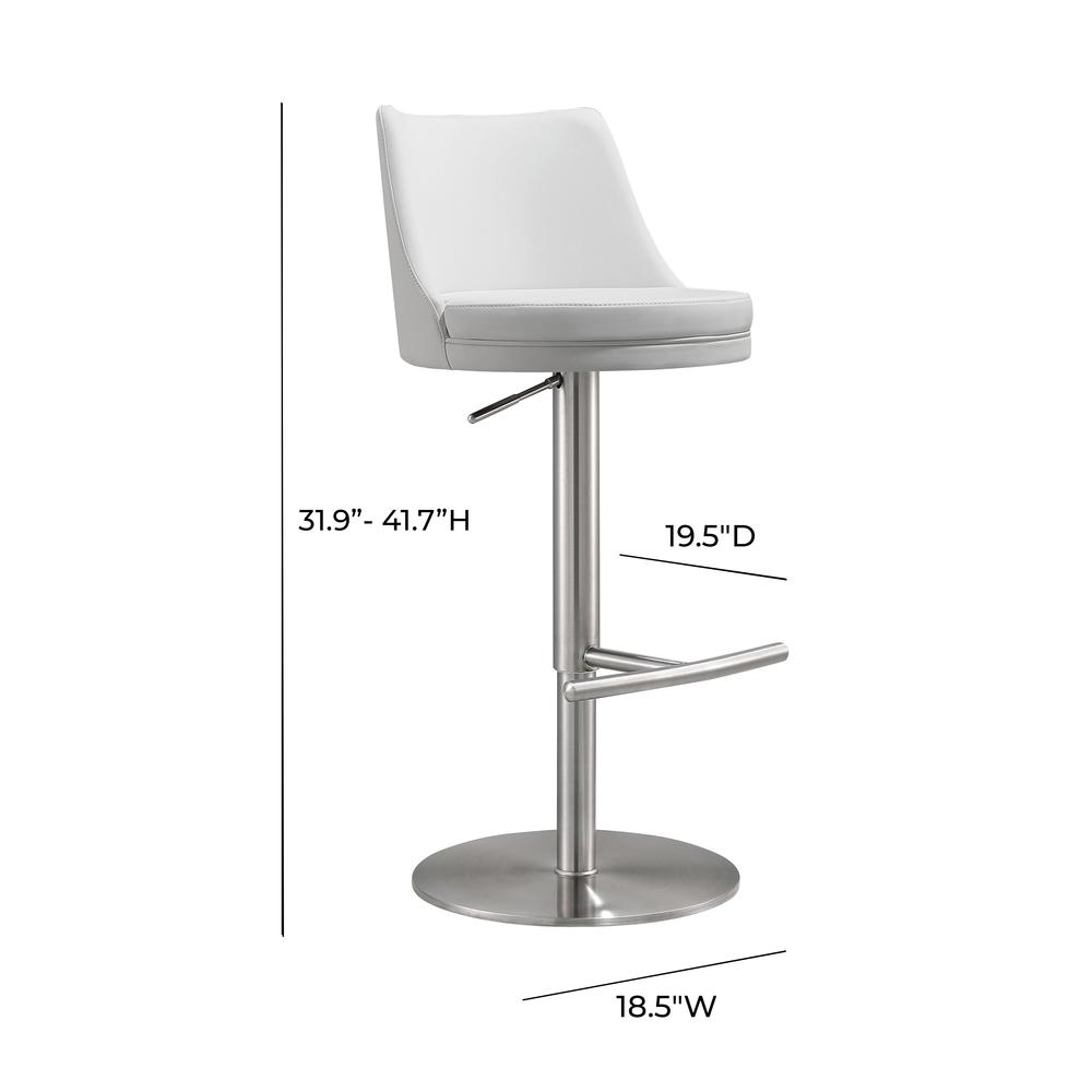 Reagan White and Silver Adjustable Stool. Picture 10
